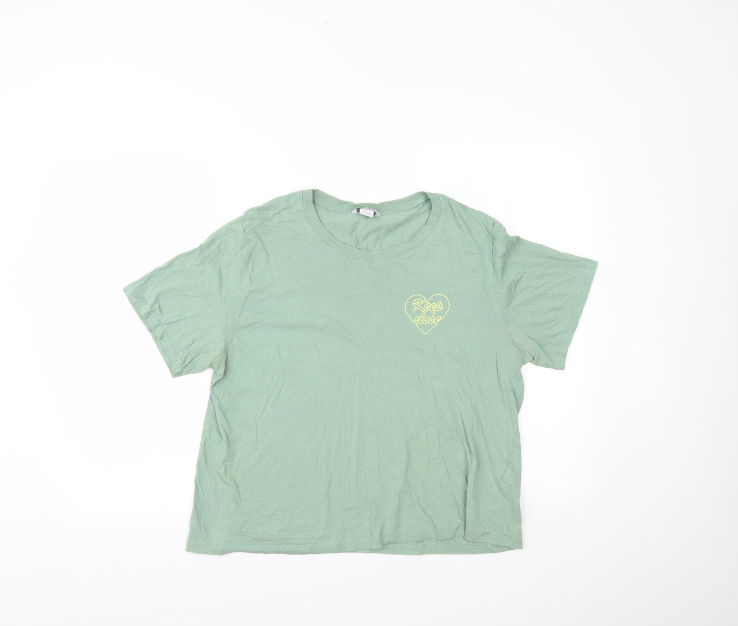 Womens UK Size L MONKL Green Cropped T-Shirt