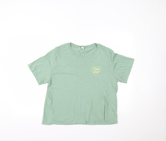 Womens UK Size L MONKL Green Cropped T-Shirt