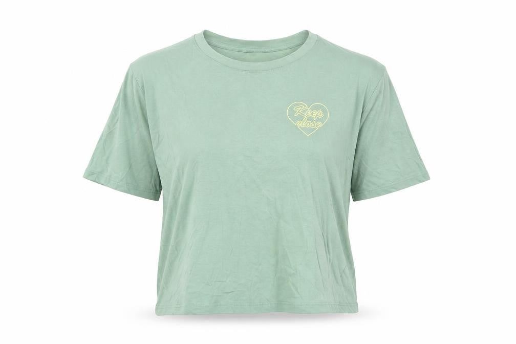 Monki Womens Green   Cropped T-Shirt Size L