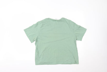 Womens UK Size L MONKL Green Cropped T-Shirt