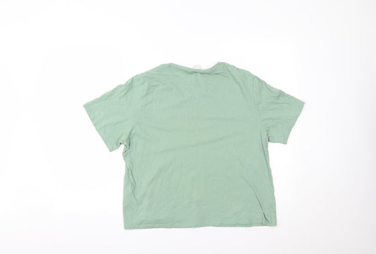 Womens UK Size L MONKL Green Cropped T-Shirt