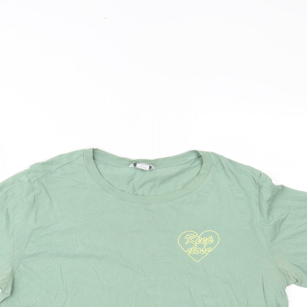 Womens UK Size L MONKL Green Cropped T-Shirt