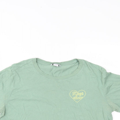 Womens UK Size L MONKL Green Cropped T-Shirt