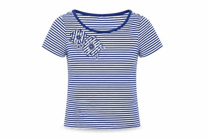 Bonmarché Womens Blue Striped Basic T-Shirt Size S