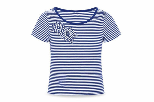 Bonmarché Womens Blue Striped Basic T-Shirt Size S