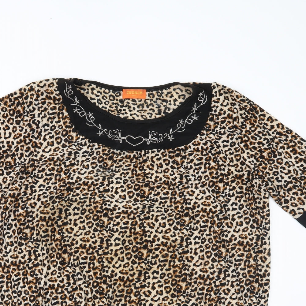 Womens UK Size L cecilia Brown Basic Blouse