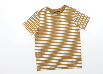 George Boys Brown Striped  Basic T-Shirt Size 6-7 Years