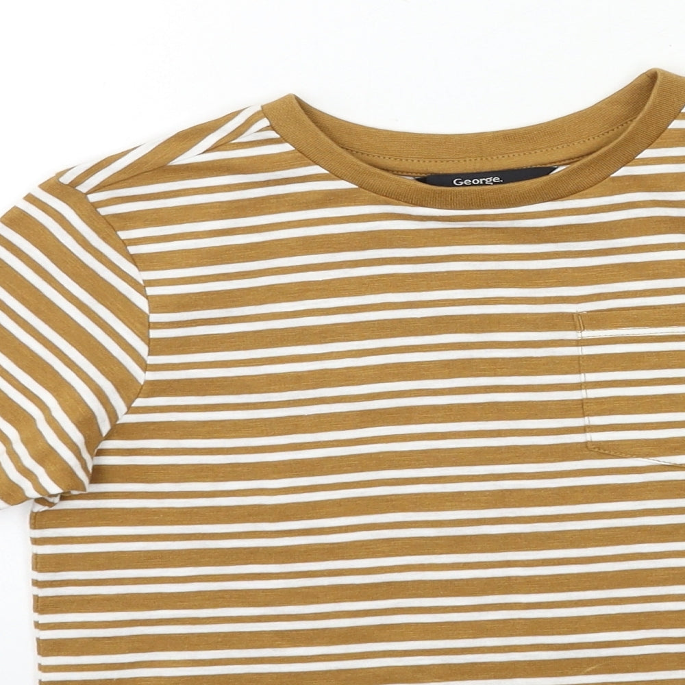 George Boys Brown Striped  Basic T-Shirt Size 6-7 Years