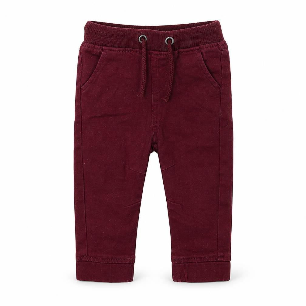 Front view of BHS Baby Red Denim Cargo Jeans, size 9-12, Months