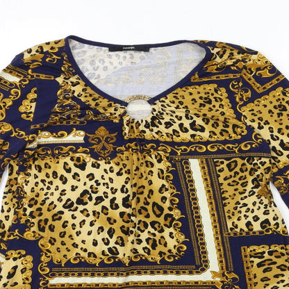 George Womens Blue Animal Print  Basic Blouse Size 8