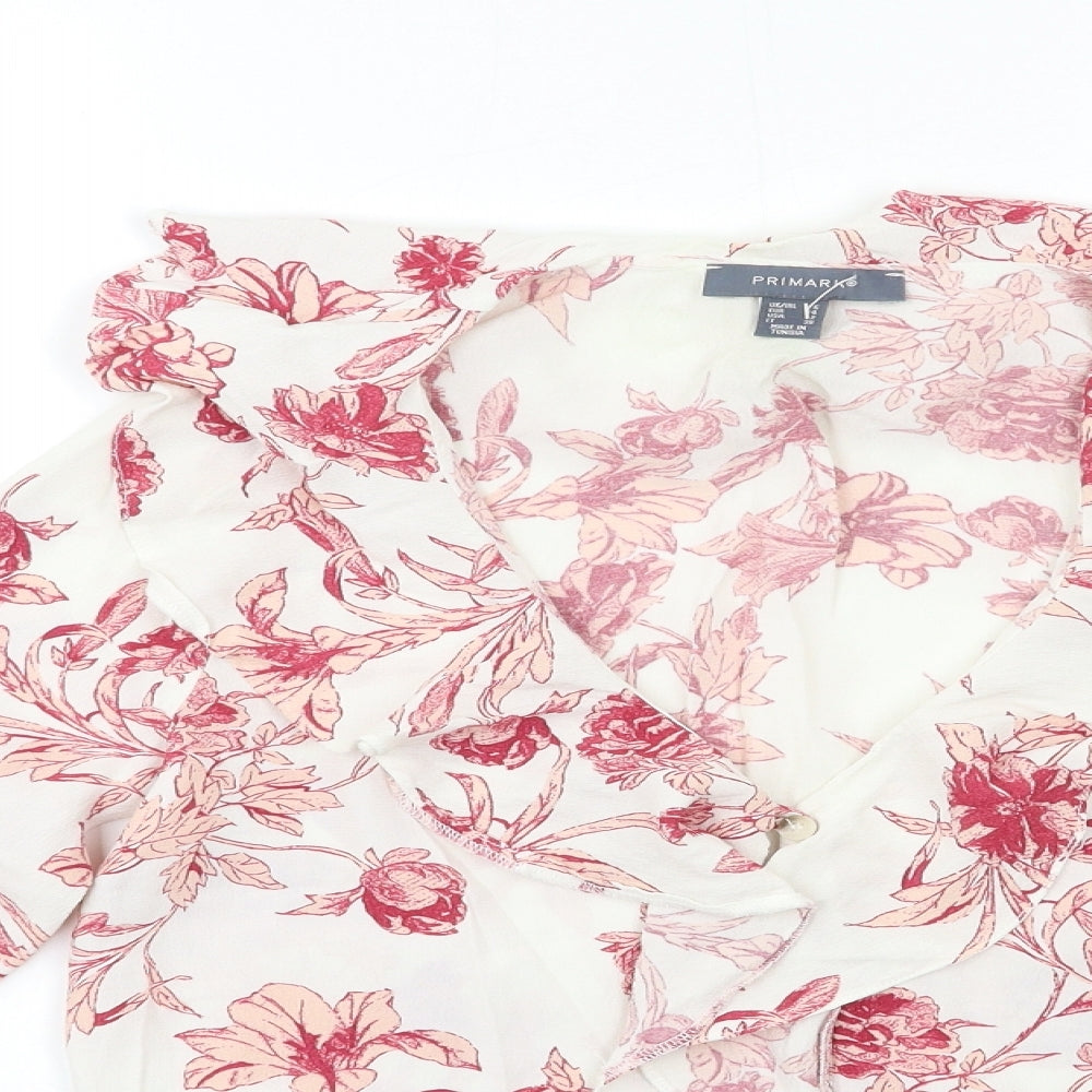 Primark Womens White Floral  Basic Blouse Size 6
