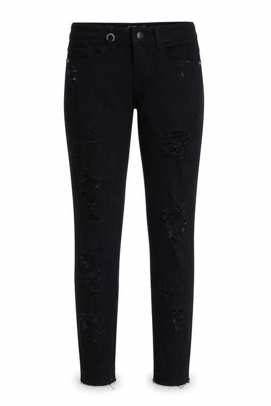 Front view of Only women’s black denim skinny jeans, size UK 8, 29-inch leg
