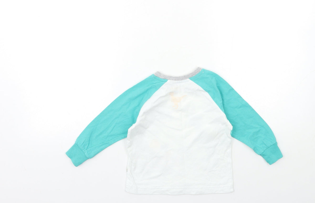 Matalan Baby White Geometric  Basic T-Shirt Size 18-24 Months  - DINOSAUR