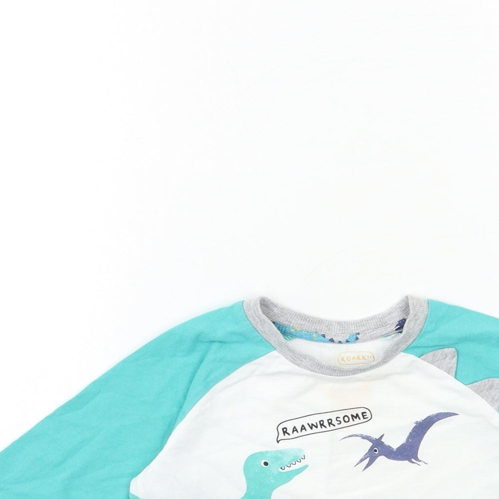 Matalan Baby White Geometric  Basic T-Shirt Size 18-24 Months  - DINOSAUR