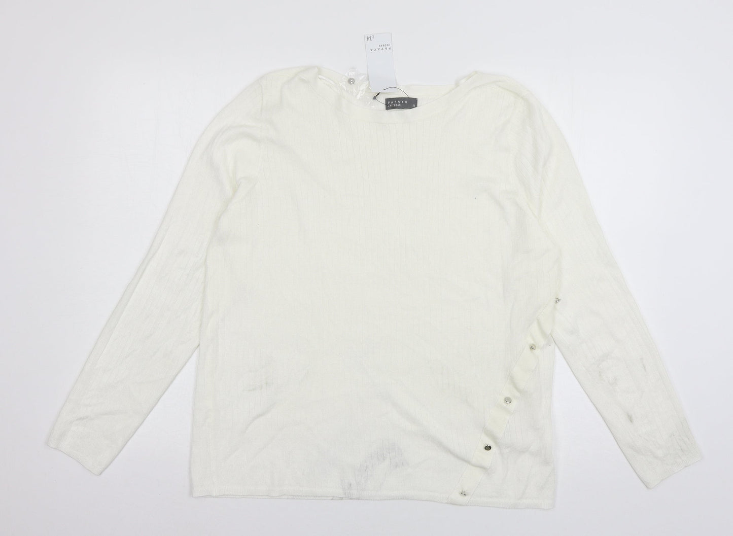 Womens UK Size 20 Papaya White Pullover Jumper