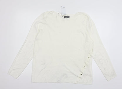 Womens UK Size 20 Papaya White Pullover Jumper