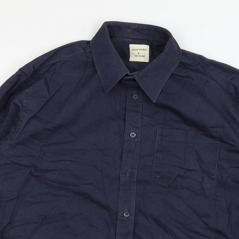 Samuel Winds Mens Blue    Button-Up Size L