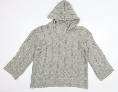 Preworn Womens Grey  Knit Pullover Hoodie Size L