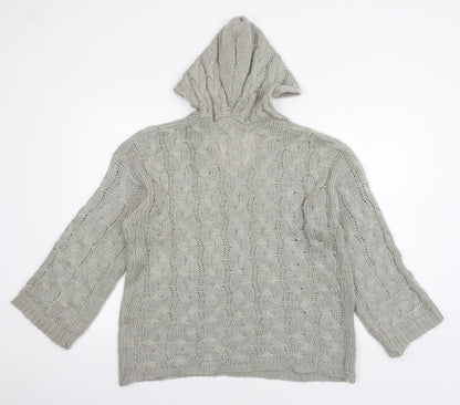 Preworn Womens Grey  Knit Pullover Hoodie Size L