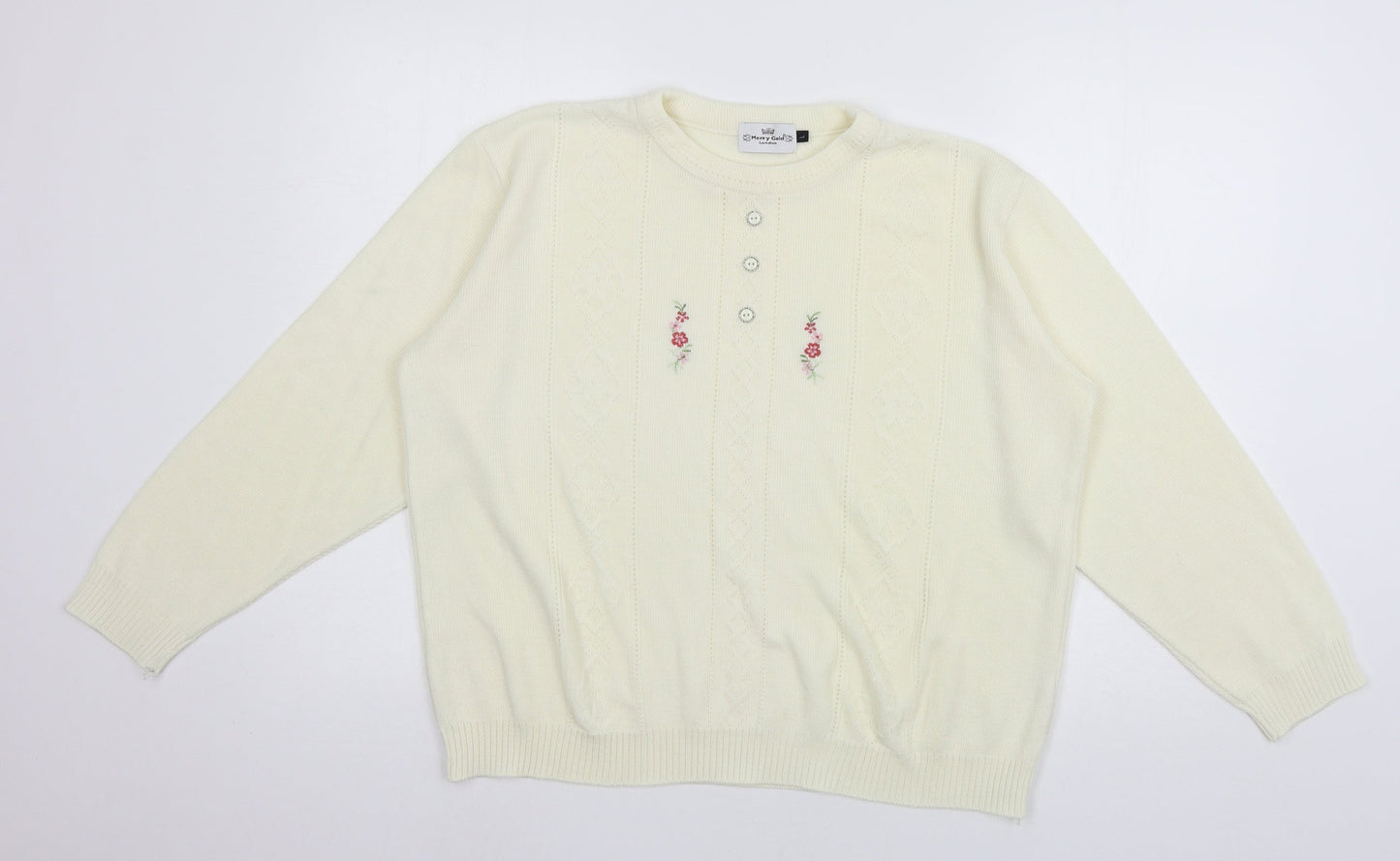 Womens UK Size L Merry Gold Ivory Pullover Jumper