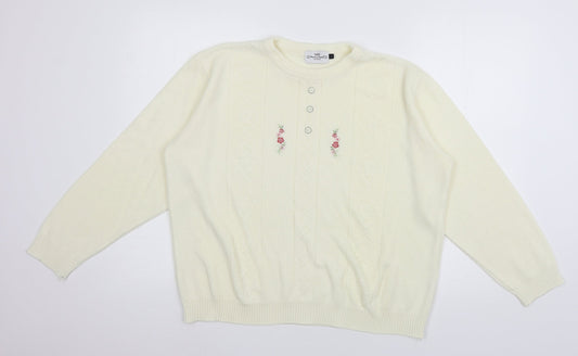 Womens UK Size L Merry Gold Ivory Pullover Jumper