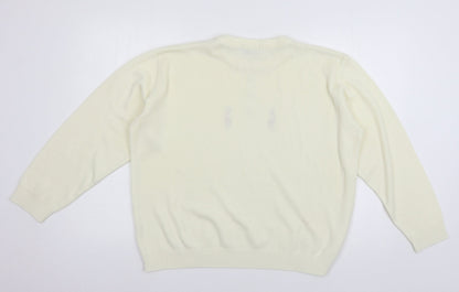 Womens UK Size L Merry Gold Ivory Pullover Jumper