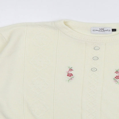 Womens UK Size L Merry Gold Ivory Pullover Jumper