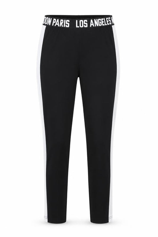 SHEIN Womens Black Striped Jersey Capri Leggings Size S L26 in