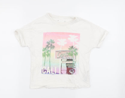 M&S Girls White   Basic T-Shirt Size 7-8 Years
