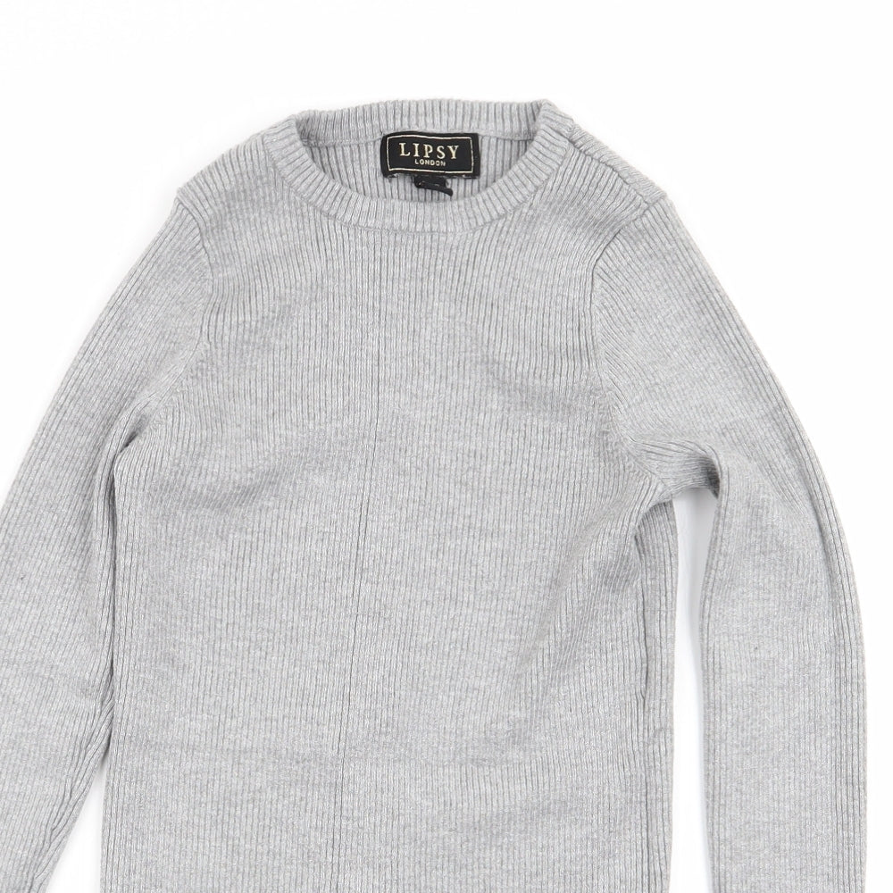 Lipsy Womens Grey   Basic T-Shirt Size 8