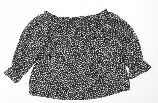 Womens UK Size 14 Peacocks Multicoloured Basic Blouse