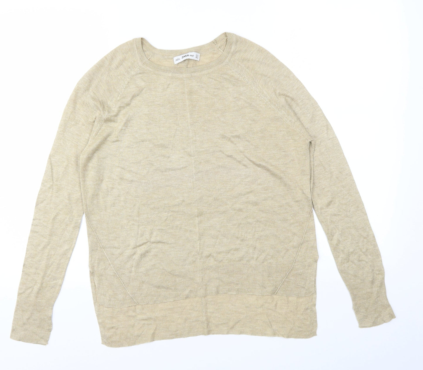 Womens UK Size S Zara Gold Basic T-Shirt