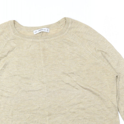 Womens UK Size S Zara Gold Basic T-Shirt