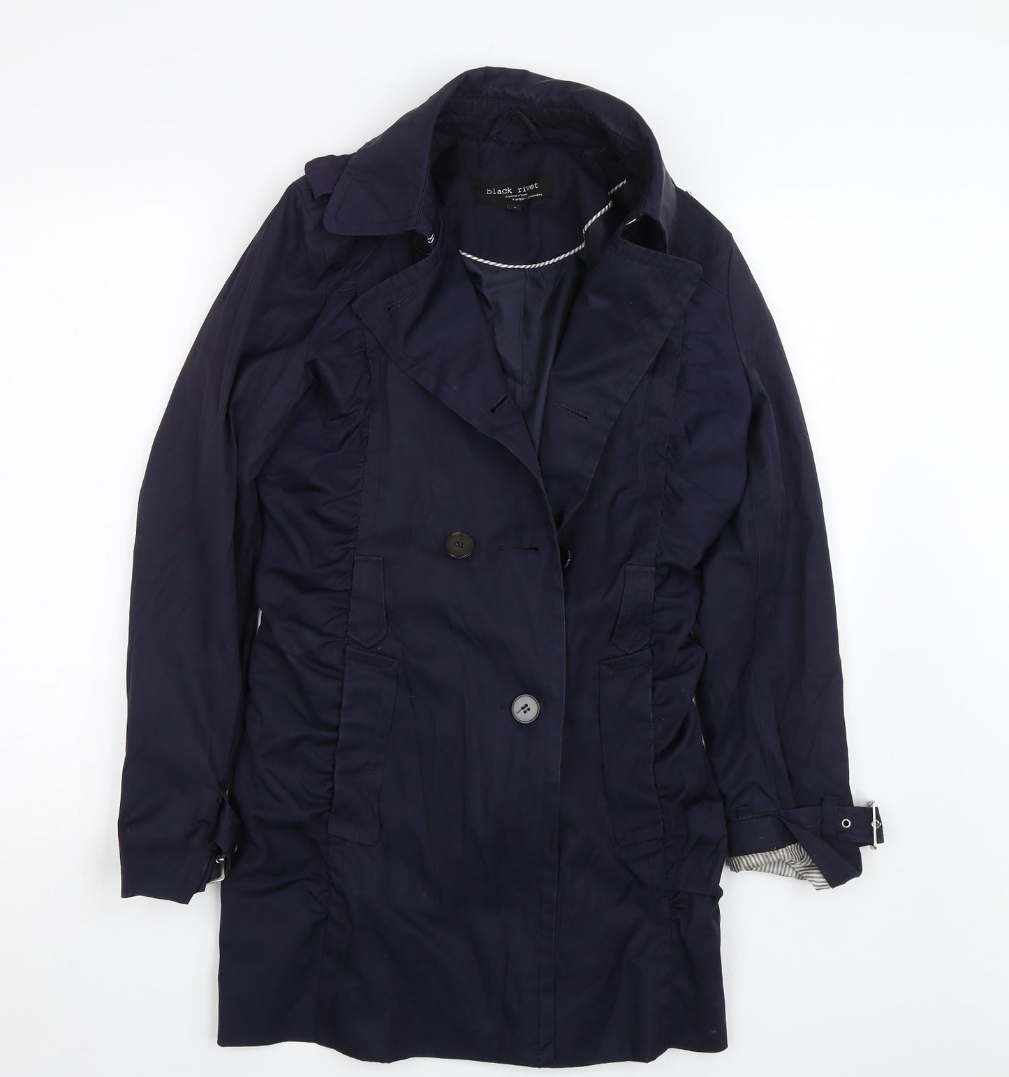 Black Rivet Womens Blue   Trench Coat Coat Size S