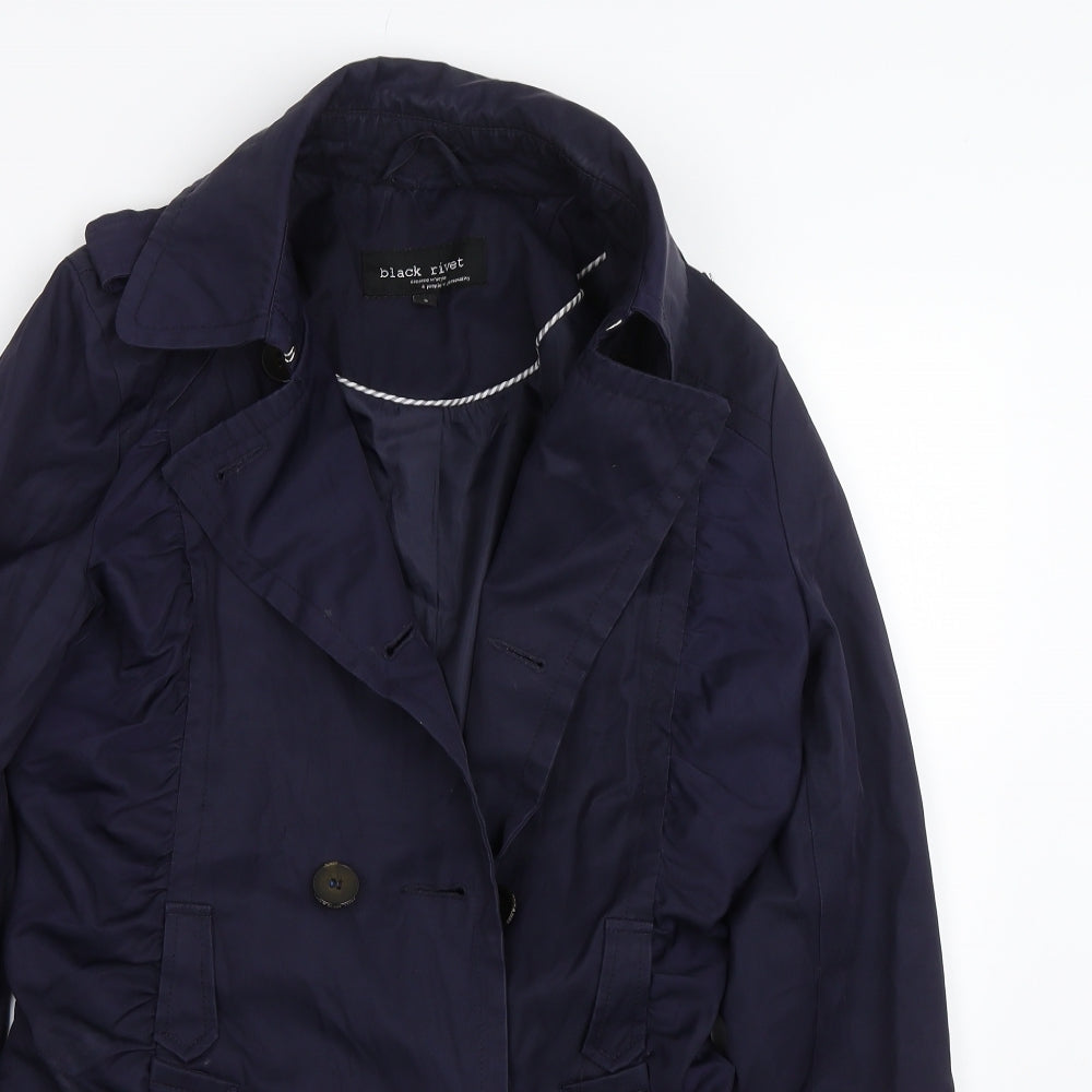 Black Rivet Womens Blue   Trench Coat Coat Size S