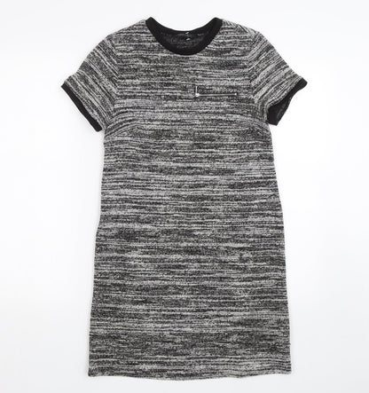 New Look Womens Grey Striped  T-Shirt Dress  Size 6