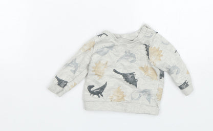 TU Boys Grey   Pullover Jumper Size 0-3 Months  - Dinosaurs