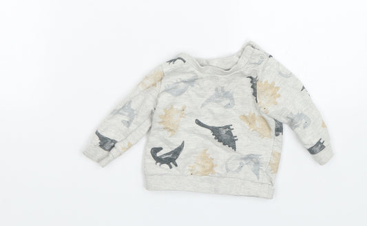 TU Boys Grey   Pullover Jumper Size 0-3 Months  - Dinosaurs