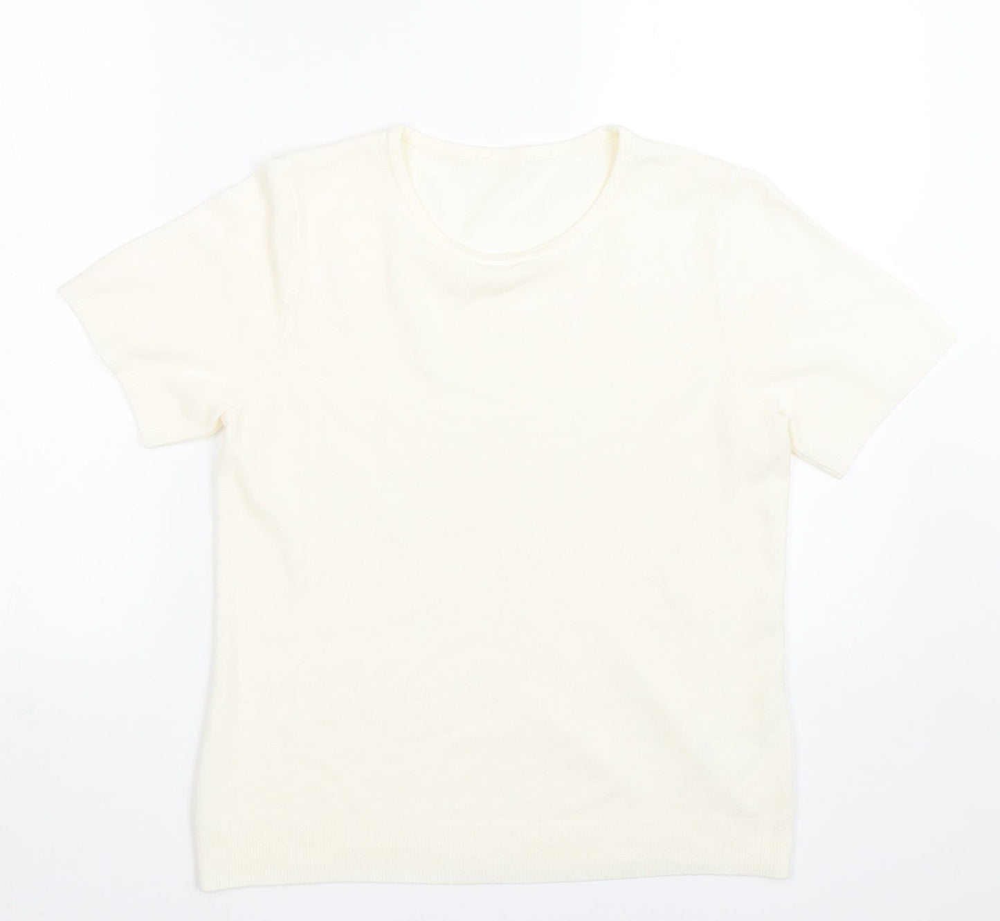 Womens UK Size 12 BHS Beige Basic T-Shirt