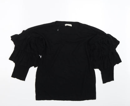 Womens UK Size M Nicole Black Basic T-Shirt