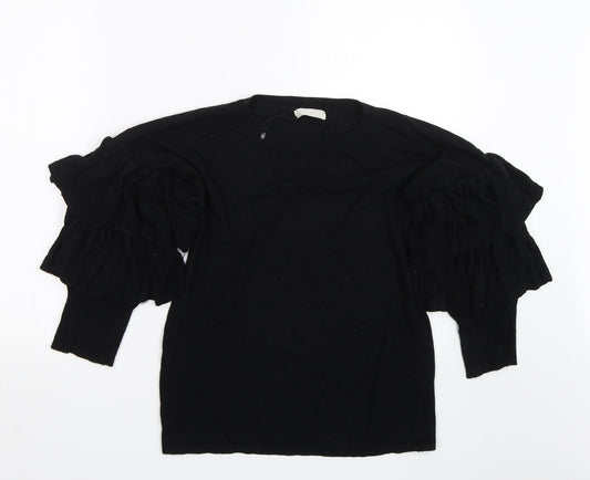 Womens UK Size M Nicole Black Basic T-Shirt