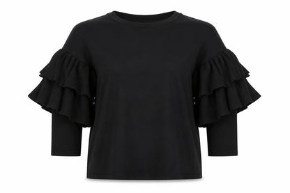 Womens UK Size M Nicole Black Basic T-Shirt