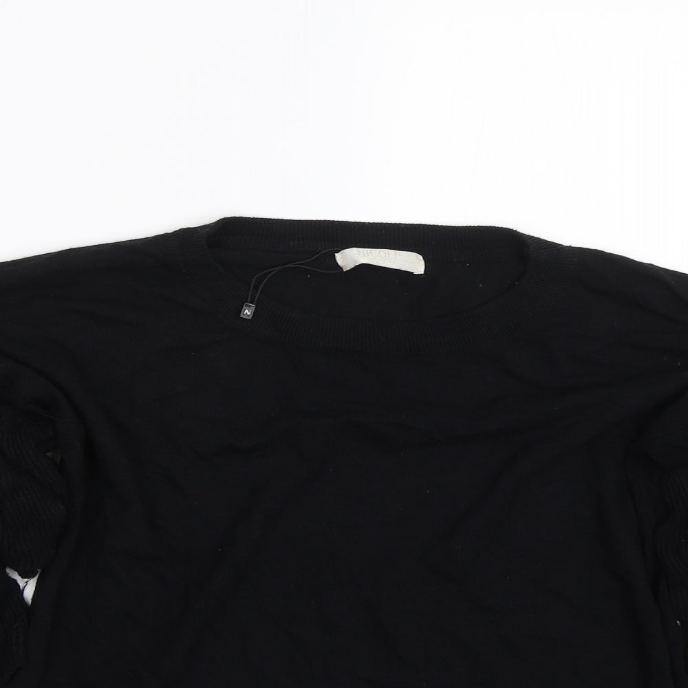 Womens UK Size M Nicole Black Basic T-Shirt