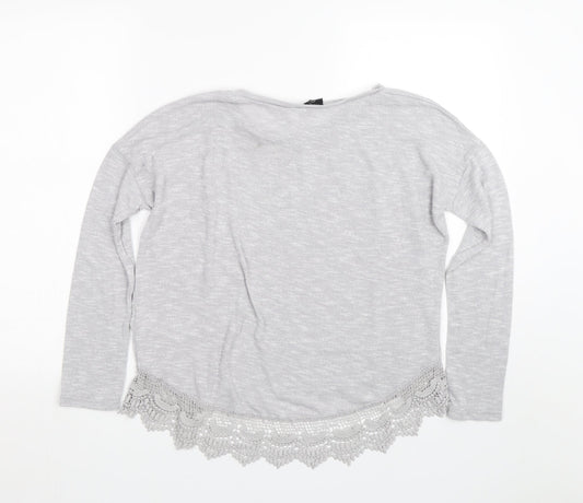 Womens UK Size 12 New Look Grey Basic T-Shirt