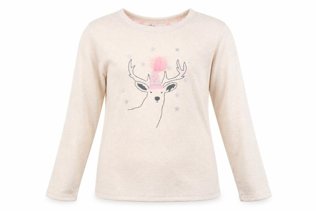 Primark Womens Beige   Top Pyjama Top Size XS  - Reindeer
