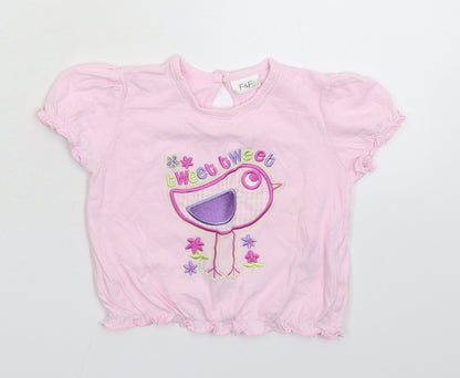 F&F Girls Pink   Basic T-Shirt Size 12-18 Months