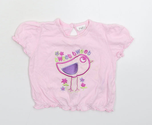 F&F Girls Pink   Basic T-Shirt Size 12-18 Months