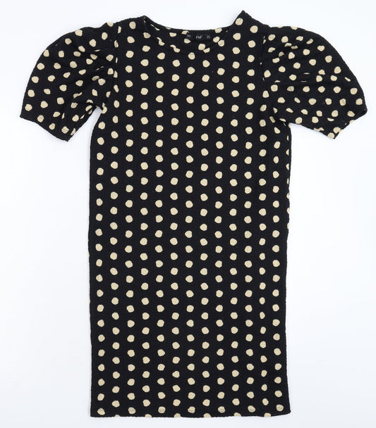 F&F Womens Black Polka Dot  T-Shirt Dress  Size 8