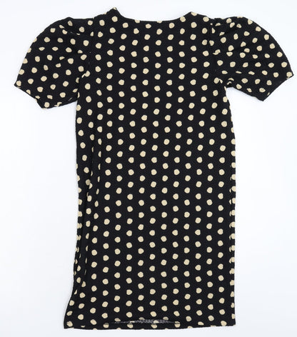 F&F Womens Black Polka Dot  T-Shirt Dress  Size 8