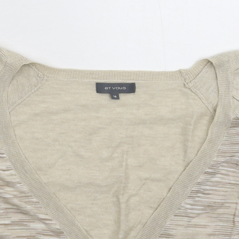 Womens UK Size 18 Et Vous Beige Cardigan Jumper